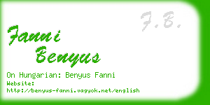 fanni benyus business card